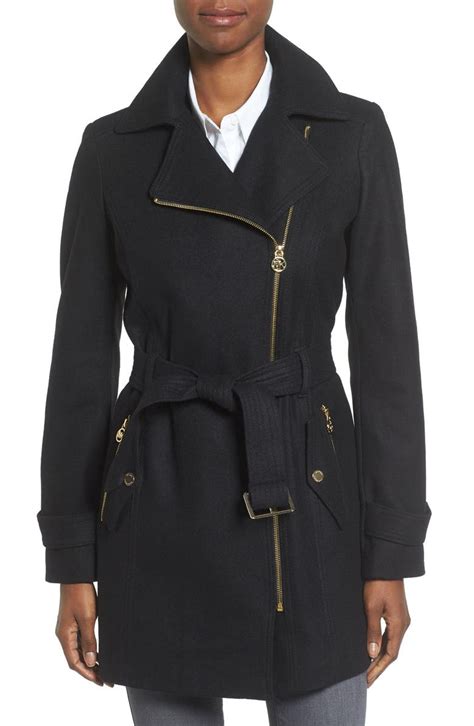 michael michael kors asymmetrical wrap wool blend belted coat